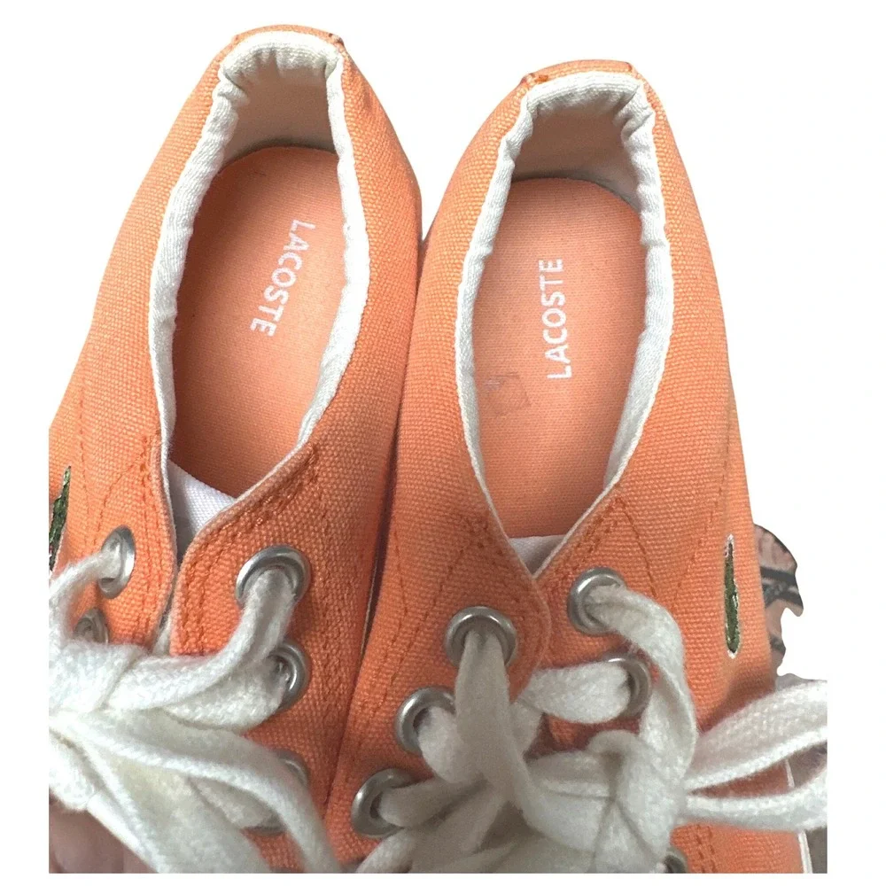 Lacoste Preppy Orange Canvas Sneakers Women's 6.5 Lace Up Low Top Tennis Shoes